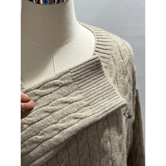 BDG Urban Outfitters Sand Cable Knit Long Sleeve Crop Baggy Sweater Sz XS New - Picture 10 of 14